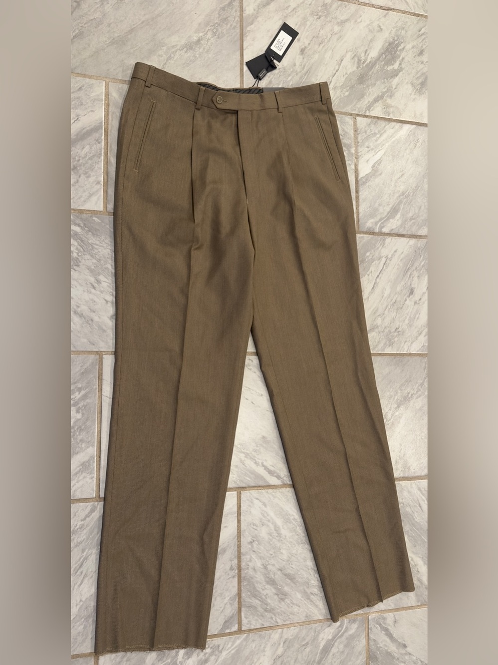 NWT Sartoria Menchetti Mens Brown Wool Blend Dress Pants Size 38Wx37L